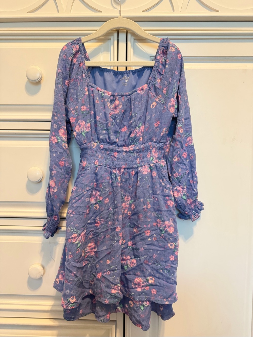 Limited Too Lavender Floral Casual Dress with Pink Accents